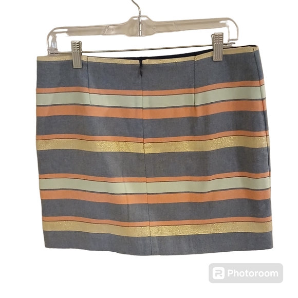 GAP Women's Chambray, Pink and Gold Strped Skirt With Lining Size 6 - Picture 2 of 8